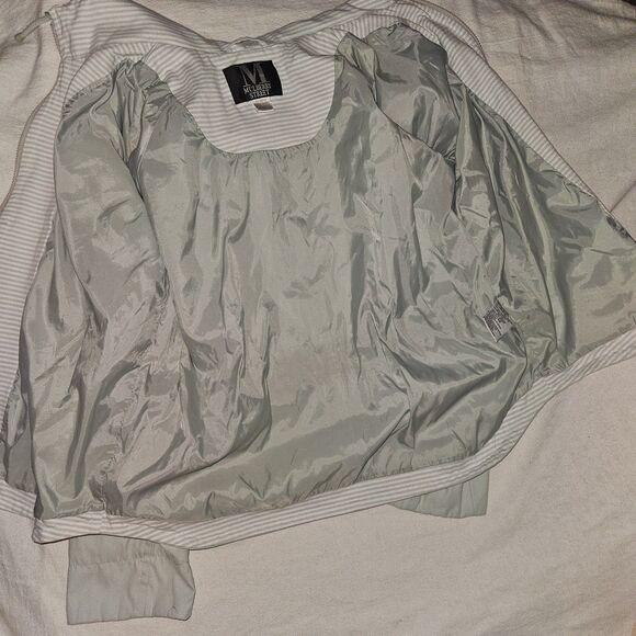 Mulberry Street XL Women’s Blue Hooded Anorak Jacket Drawstring Waist Stripes - Picture 9 of 11